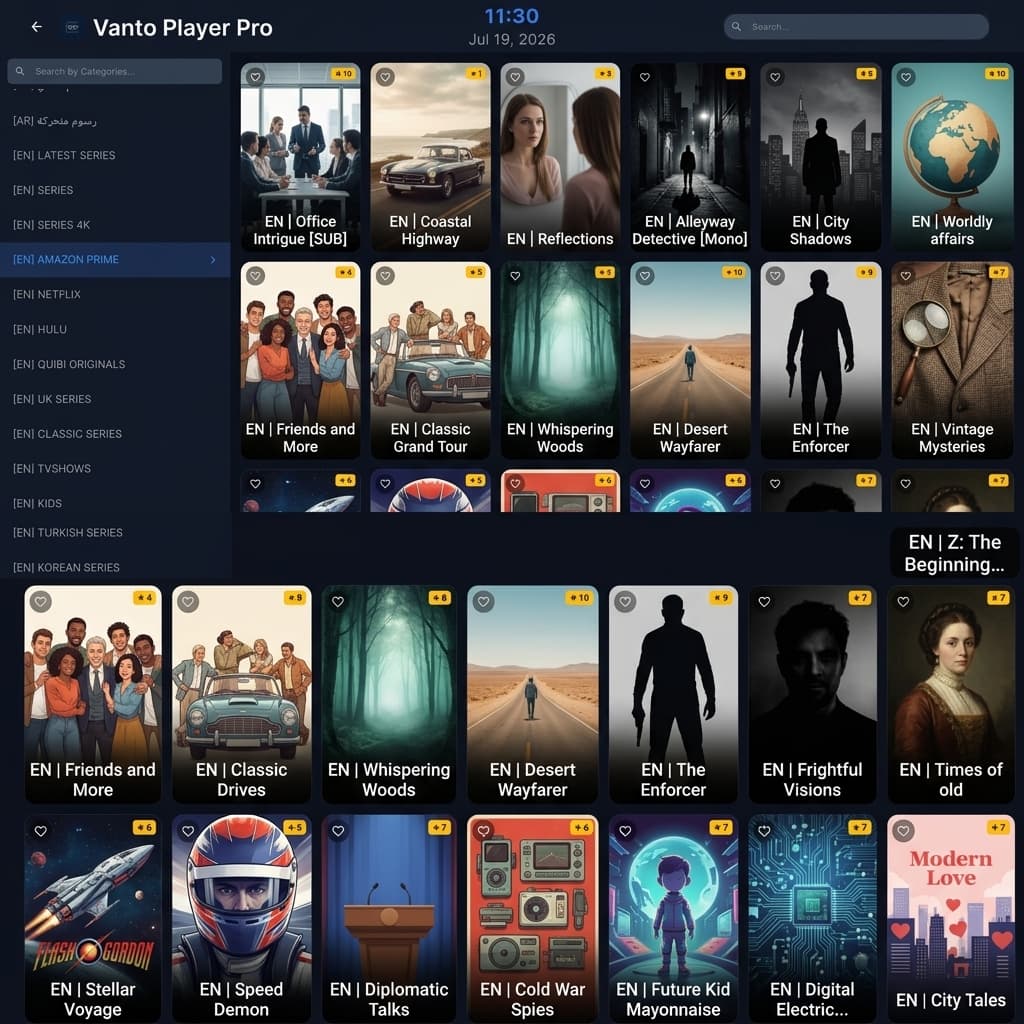 Vanto Web Player Interface - Series Library