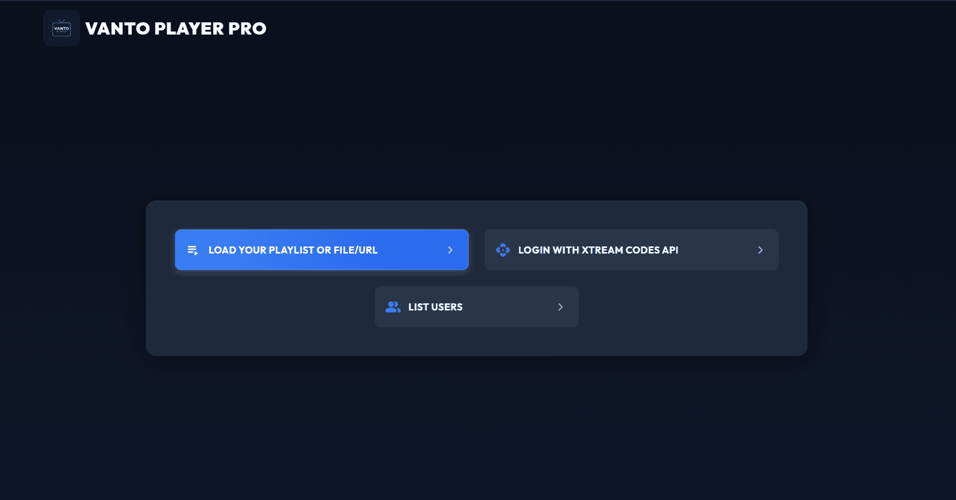 Vanto Player Login Options